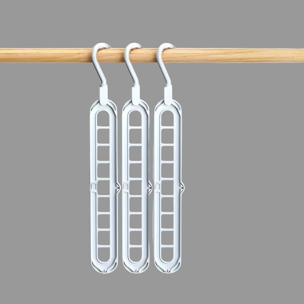 3Pcs, Plastic 9-Hole Foldable Hangers, Heavy Duty Space Saving Clothes Organizer Hangers, for Room, Closet, Wardrobe, Home & Dor